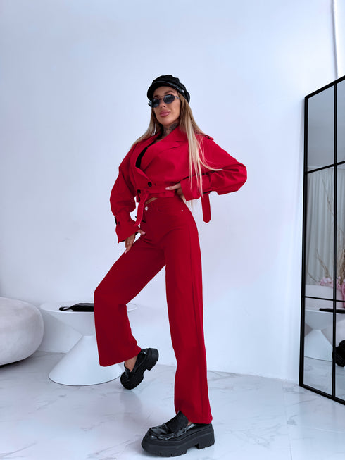 Crop jacket "CASUAL EDIT" V2468 - RED PRE-ORDER