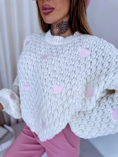 Knitted Sweater "CHOCOLATEY LOVE 245741" - Cream White