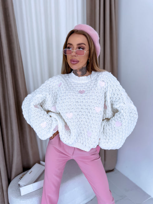 Knitted Sweater "CHOCOLATEY LOVE 245741" - Cream White