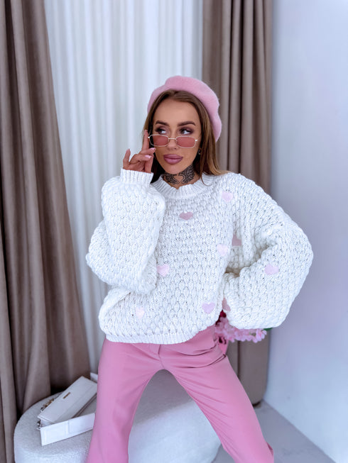 Knitted Sweater "CHOCOLATEY LOVE 245741" - Cream White
