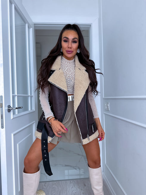 ELYNDI aviatoriaus tipo liemenė - šokolado ruda