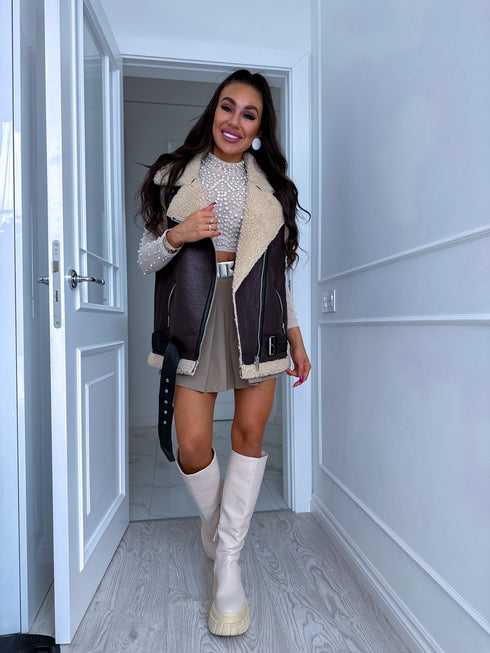 ELYNDI aviatoriaus tipo liemenė - šokolado ruda