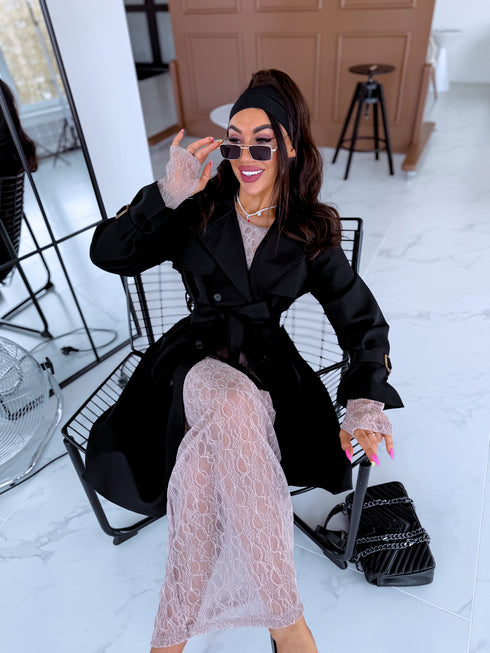 Pagarināts trencis "Pavasara sezona 6180" - melns