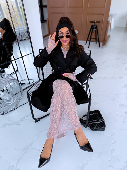 Pagarināts trencis "Pavasara sezona 6180" - melns