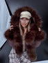 Short jacket "HOT DROP U90532" - CHOCO WITH BROWN FUR