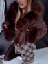 Short jacket "HOT DROP U90532" - CHOCO WITH BROWN FUR