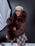 Short jacket "HOT DROP U90532" - CHOCO WITH BROWN FUR