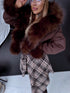 Short jacket "HOT DROP U90532" - CHOCO WITH BROWN FUR