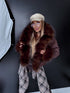 Short jacket "HOT DROP U90532" - CHOCO WITH BROWN FUR