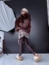 Short jacket "HOT DROP U90532" - CHOCO WITH BROWN FUR