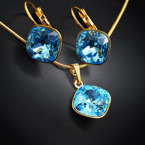 Rinkinys "Aklinantis Spindesys IV (Aqua G)" su Swarovski™ kristalais