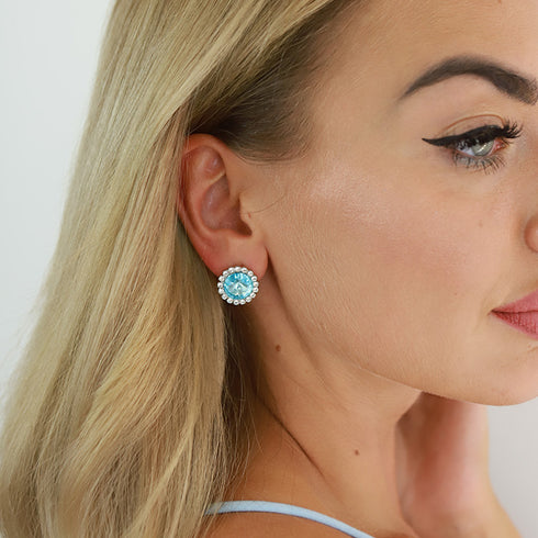 Auskarai "Klaris X (Aqua Bohemica)" su Preciosa™ kristalais