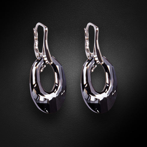 Silver Earrings "Helios (Silver Night)" with Swarovski™ Crystals