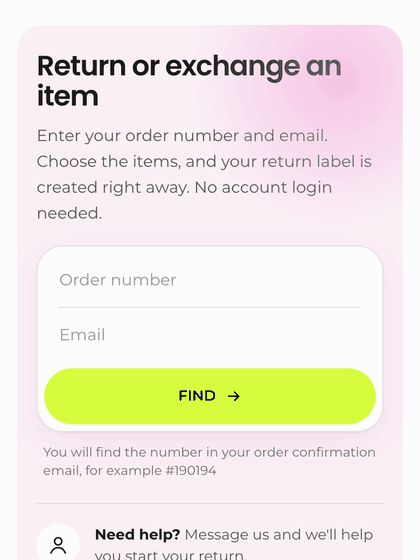 Return: find your order