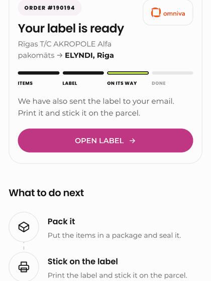 Return: print the label