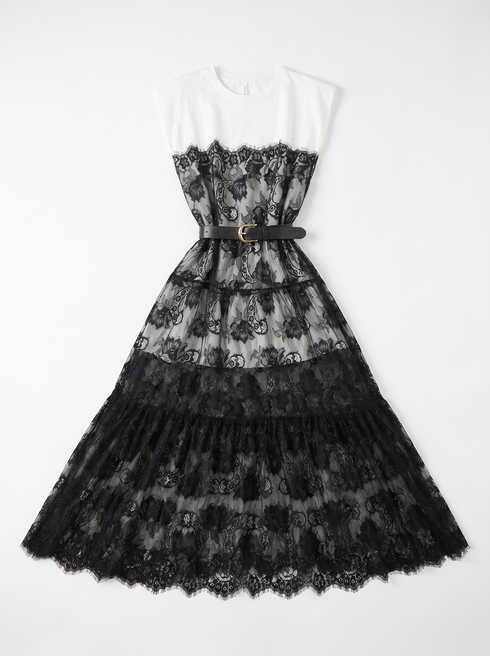 Kleita "MOONLIGHT VINTAGE 0859" + josta - BALTA AR MELNU