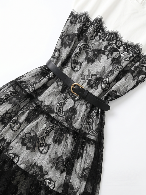 Kleita "MOONLIGHT VINTAGE 0859" + josta - BALTA AR MELNU