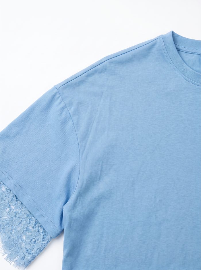 T-krekls "DOWN TO LACE" TS958 - ŠVIESIAI MĖLYNA