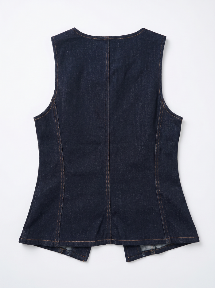 "MILENA K912" denim vest - DARK BLUE