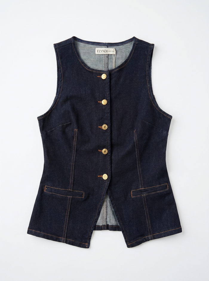 "MILENA K912" denim vest - DARK BLUE