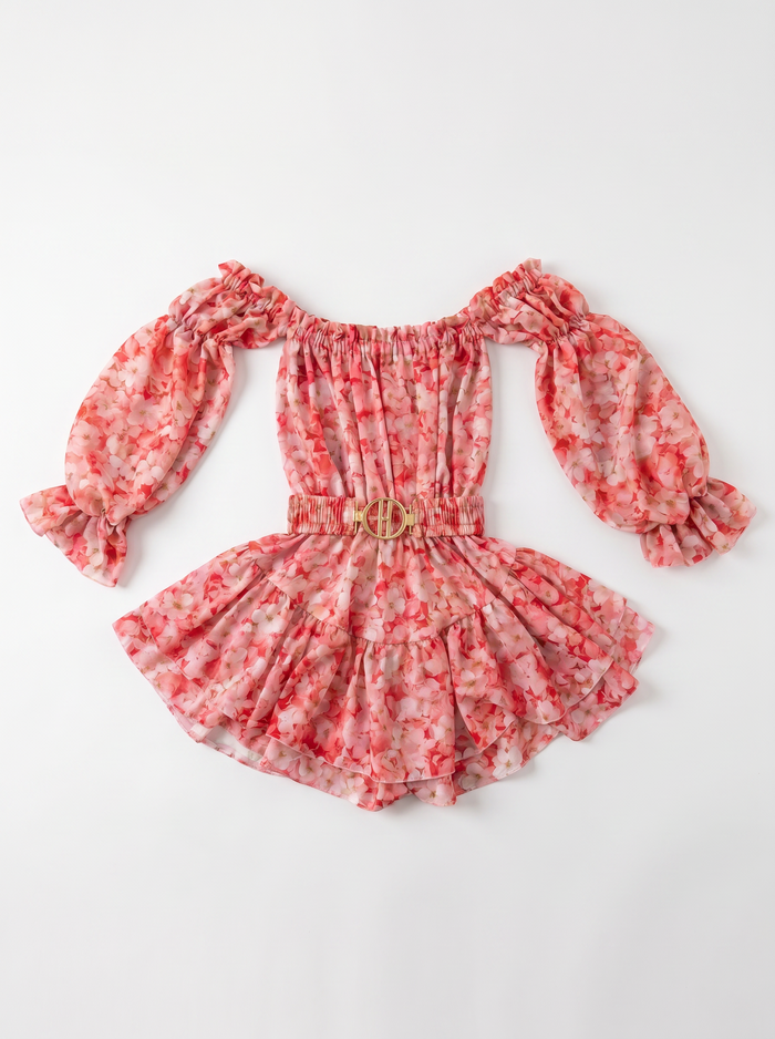"FASHION CITY" shorts suit + belt - pink floral