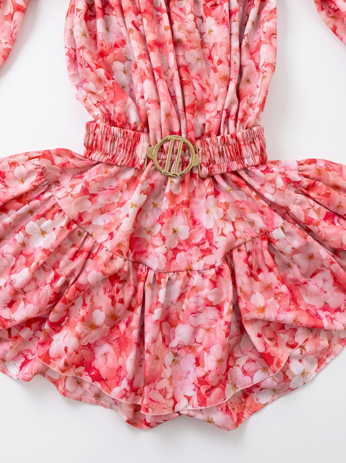 "FASHION CITY" shorts suit + belt - pink floral
