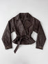 Ādas imitācijas jaka "WAIST ACCENT" S-6253 - CHOCO