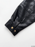 Faux leather jacket "WAIST ACCENT" S-6253 - BLACK