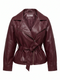 Faux leather jacket "WAIST ACCENT" S-6253 - BORDEAUX