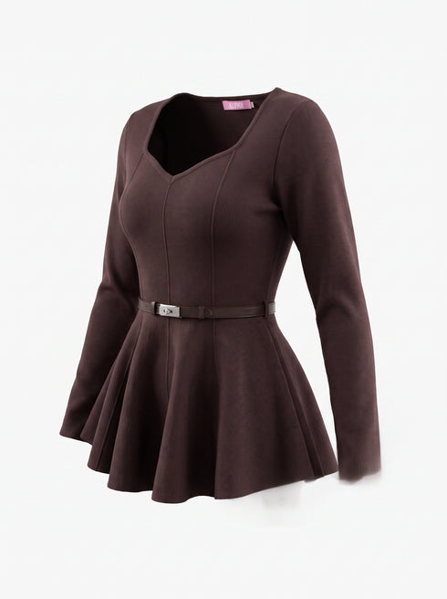 Adīts tops + josta "DOLCE VITA 93019" - CHOCO
