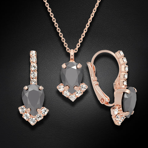 Komplekts "Leonora II (Jet Hematite)" ar Preciosa™ kristāliem