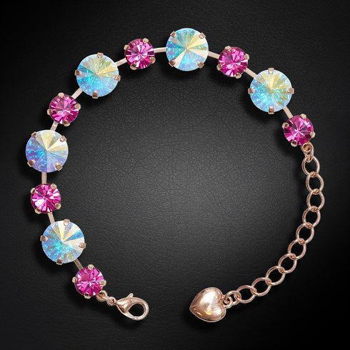 Bracelet "Vortex II (Aurora Borealis / Fuchsia)" with Preciosa™ crystals