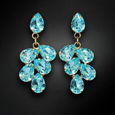 Auskarai "Amber II (Aqua Bohemica)" su Preciosa™ kristalais