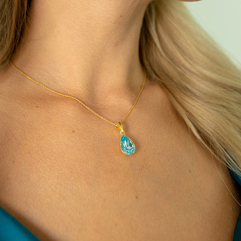 Sidabro pakabukas "Kristalo Lašas (Aqua Bohemica)" su Preciosa™ kristalais