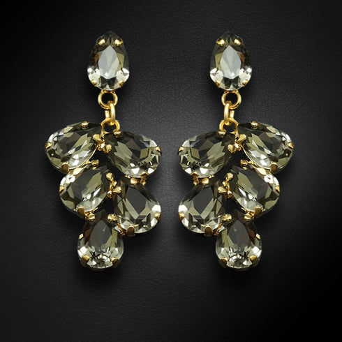 Auskarai "Amber II (Juodasis deimantas)" su Preciosa™ kristalais