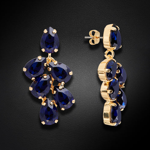 Auskarai „Amber II (Tamsiai Indigo)“ su Preciosa™ kristalais