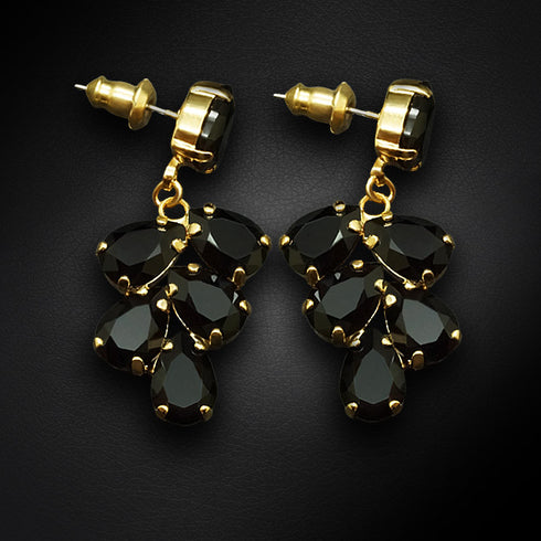 Earrings "Amber II (Jet)" with Preciosa™ crystals