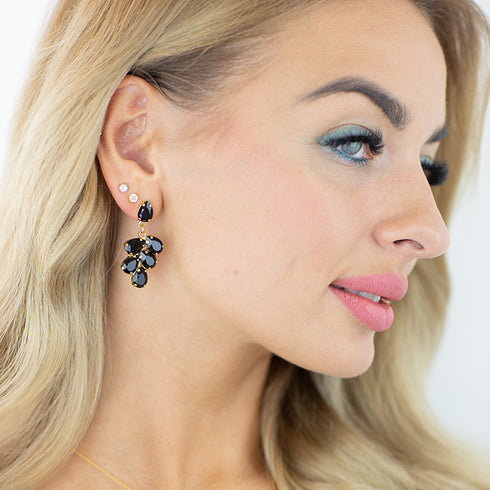 Earrings "Amber II (Jet)" with Preciosa™ crystals