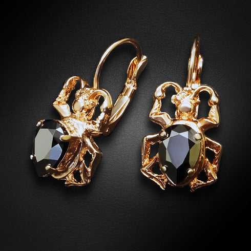 Earrings "Scarab (Jet)" with Preciosa™ crystals