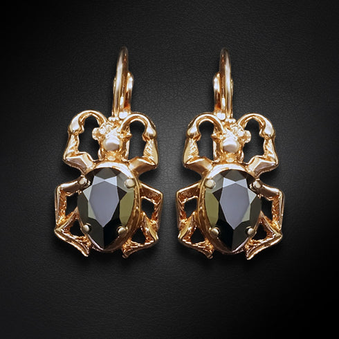 Earrings "Scarab (Jet)" with Preciosa™ crystals