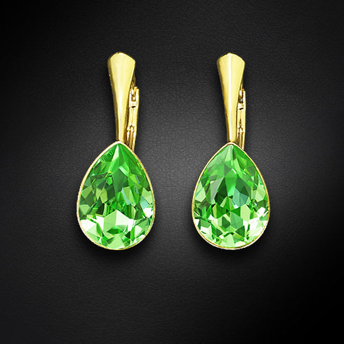 Silver earrings "Crystal Drop (Peridot)" with Preciosa™ crystals