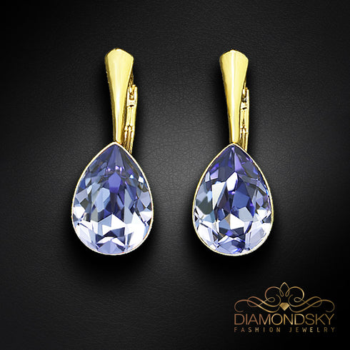 Silver earrings "Crystal Drop (Tanzanite)" with Preciosa™ crystals
