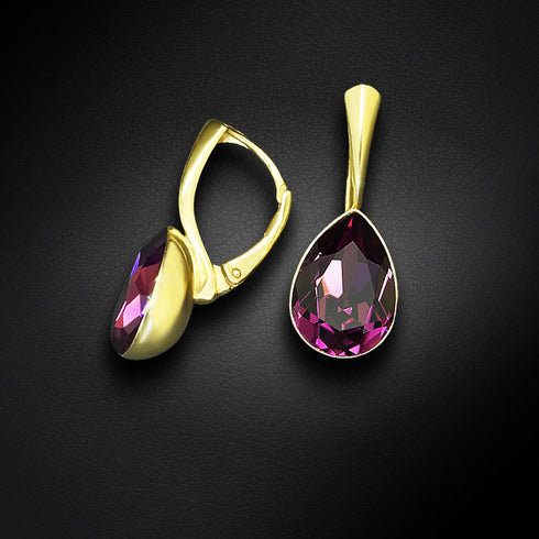 Sudraba komplekts "Kristāla Lāse (Amethyst)" ar Preciosa™ kristāliem