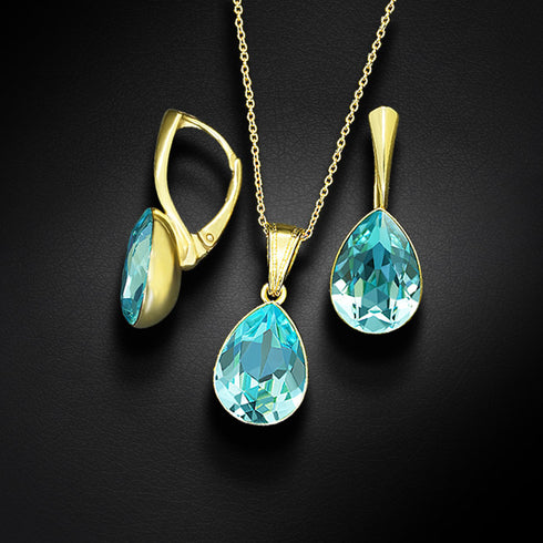Silver set "Crystal Drop (Aqua Bohemica)" with Preciosa™ crystals