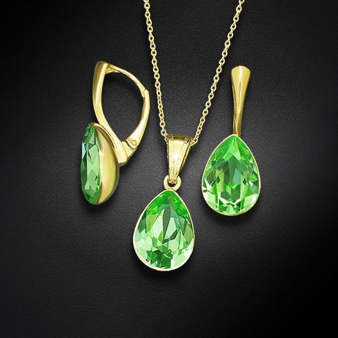 Silver set "Crystal Drop (Peridot)" with Preciosa™ crystals