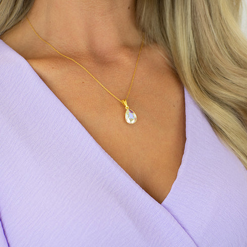 Silver pendant "Crystal Drop (Aurore Boreale)" with Preciosa™ crystals