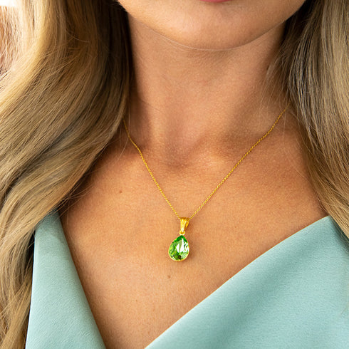 Silver pendant "Crystal Drop (Peridot)" with Preciosa™ crystals