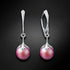 Silver earrings "Pearl Galaktika (Pearlescent Red)" with Preciosa™ crystals
