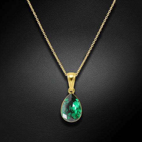 Silver pendant "Crystal Drop (Emerald)" with Preciosa™ crystals