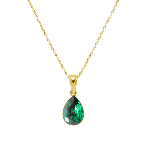 Silver pendant "Crystal Drop (Emerald)" with Preciosa™ crystals